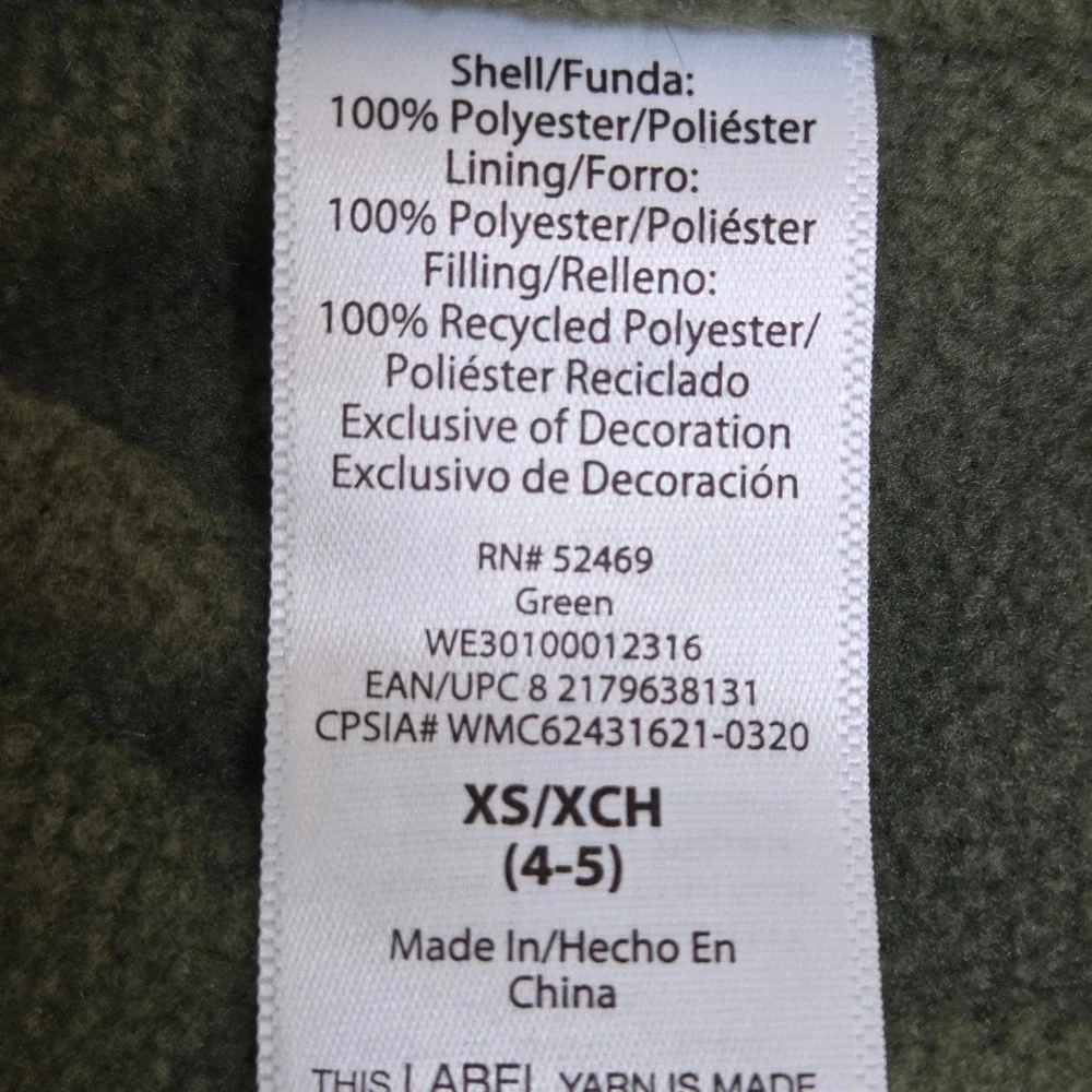 Wonder Nation Boys Green Black Bubble Jacket XS XCH 4 5 Water Resistant Hooded
